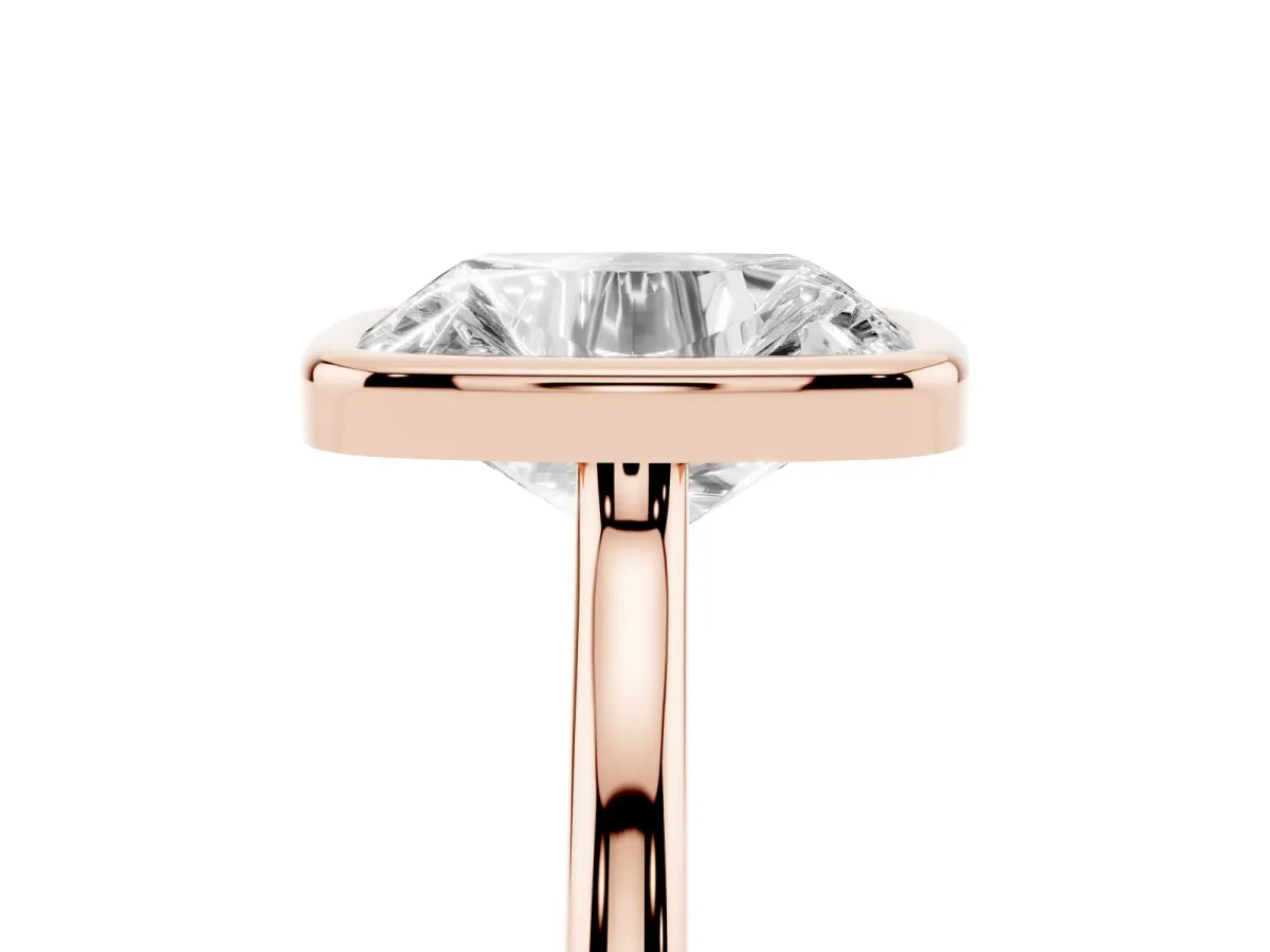Old Mine Elongated Cushion Diamond Bezel Set Ring Rose gold
