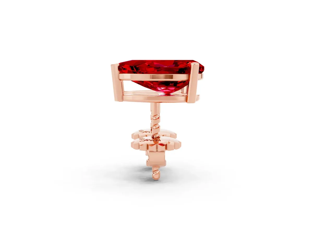 Pear Cut Ruby Stud Earrings Rose gold