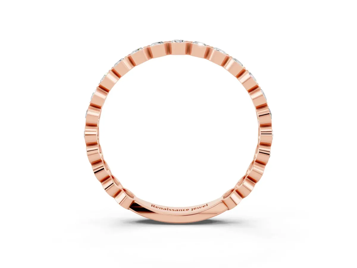 Round Moissanite Bezel Set Eternity Band Rose gold