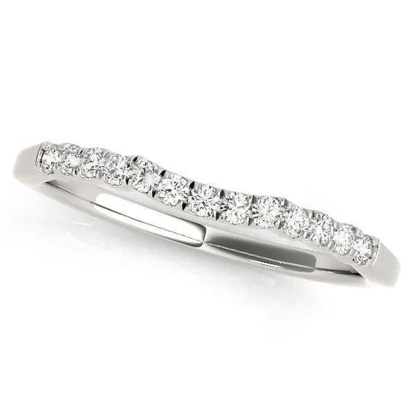 Round Diamond U-Shape Pavé Curved Wedding Band White gold