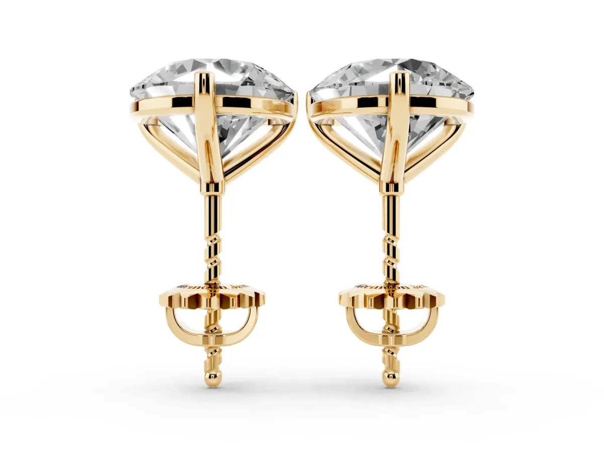 Round Brilliant Diamond Martini Stud Earrings Yellow gold