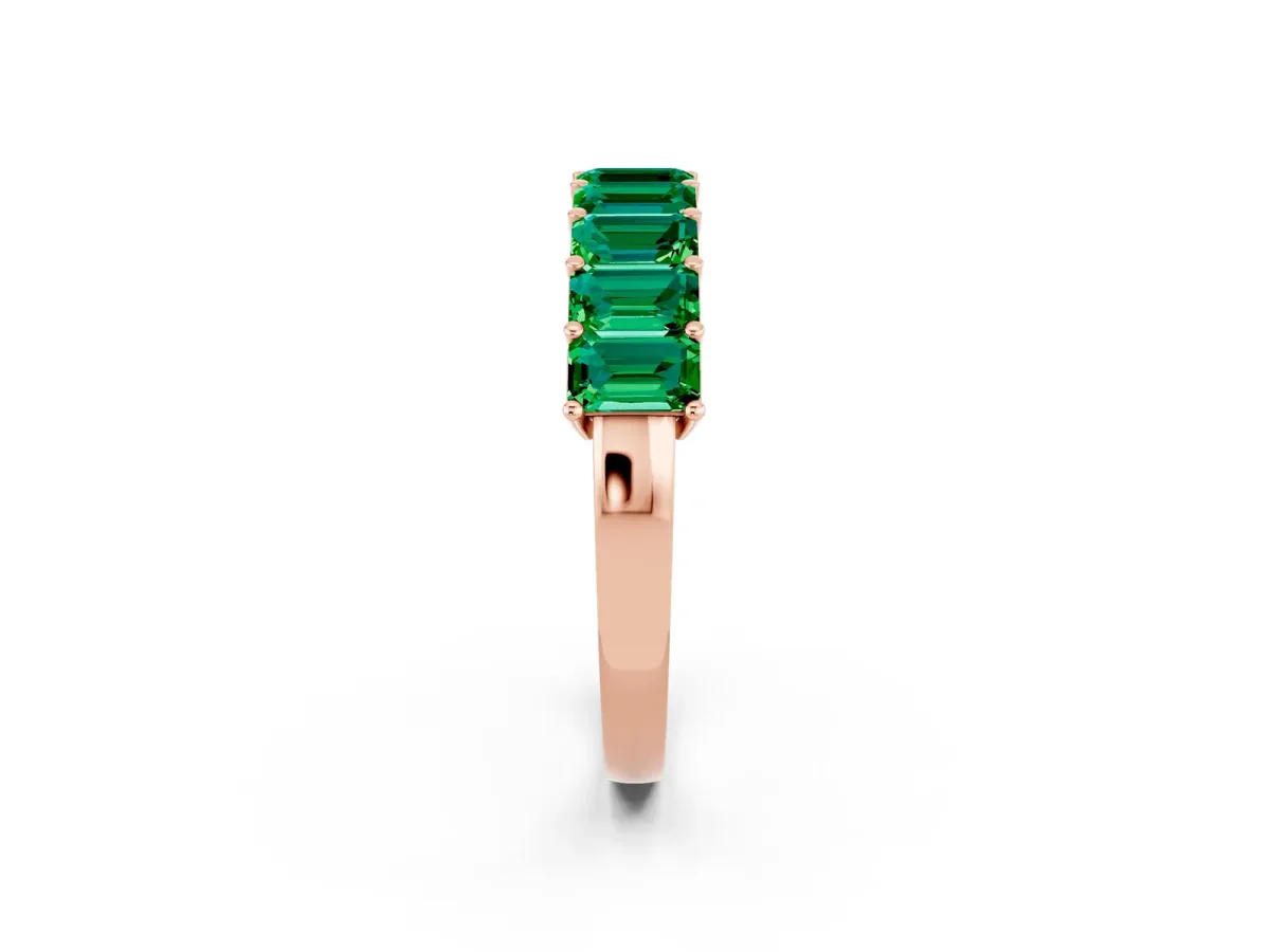Emerald Cut Emerald Prong-Set Eternity Band Rose gold