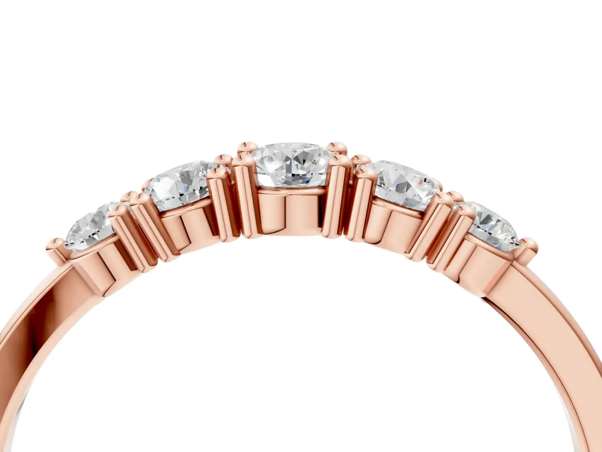 Round Brilliant Diamond Half-Eternity Band with Prong Setting Rose gold