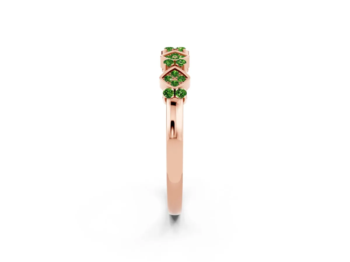 Pavé Cushion Peridot Cluster Eternity Band with Prong Setting Rose gold