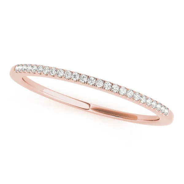 Round Diamond Pavé Set Slim Band with Shared Prong Setting Rose gold