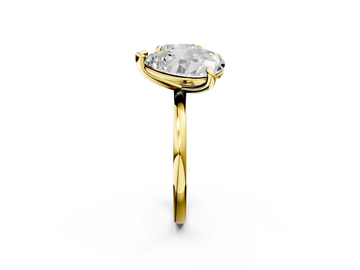 Pear and Cushion Toi Moi Ring with Prong Setting and Plain Band Yellow gold