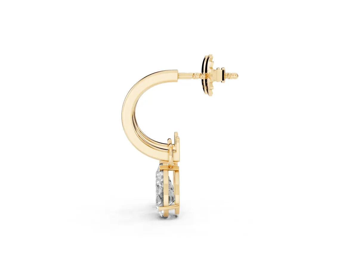 Pear Diamond Drop Earrings with Screw Back Yellow gold
