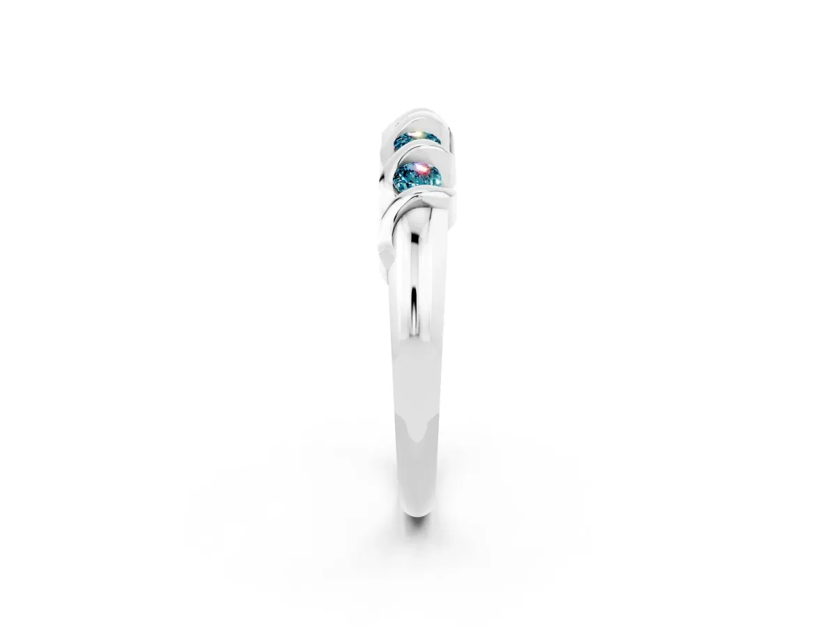 Round Blue Topaz Eternity Band with Twist Prong Setting Platinum