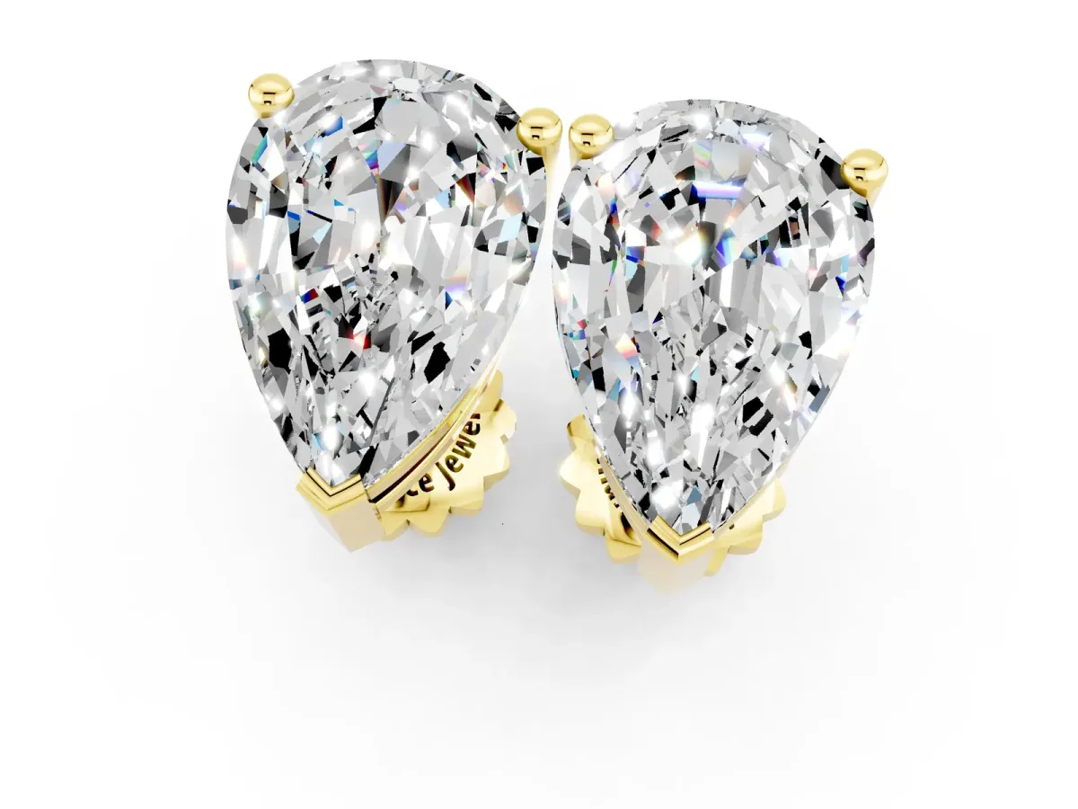 Pear Cut Moissanite Stud Earrings Yellow gold