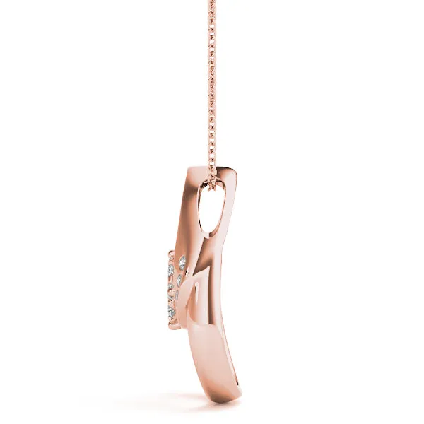 Round Cluster Diamond Prong-Set Teardrop Pendant Rose gold