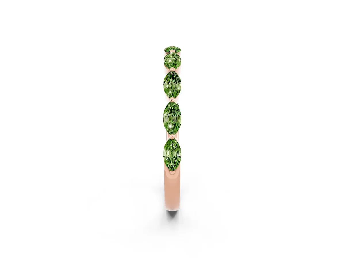 Marquise Peridot Half Eternity Band with Prong Setting Rose gold