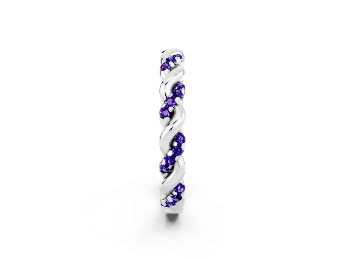 Twisted Pavé Round Tanzanite Eternity Band White gold