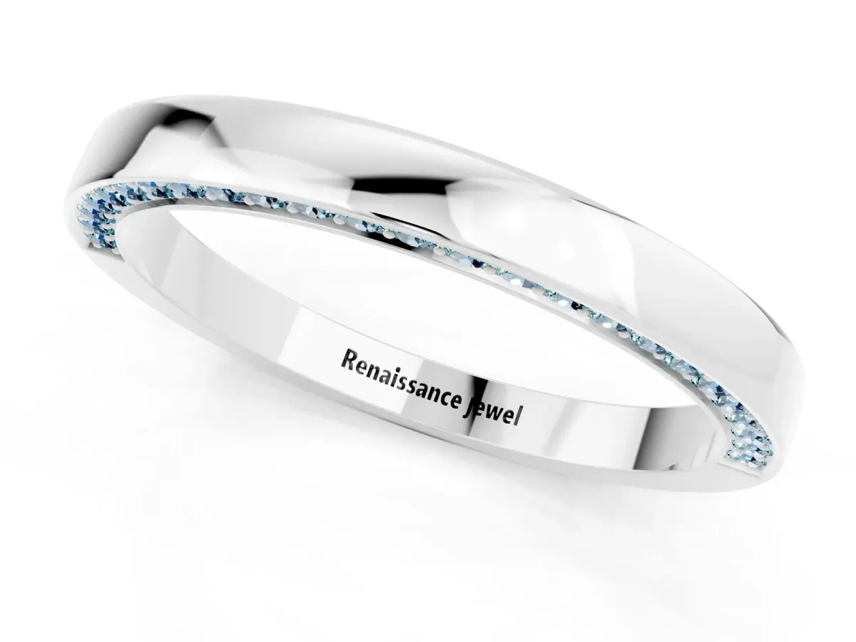 Pavé Round Aquamarine Channel Set Band White gold