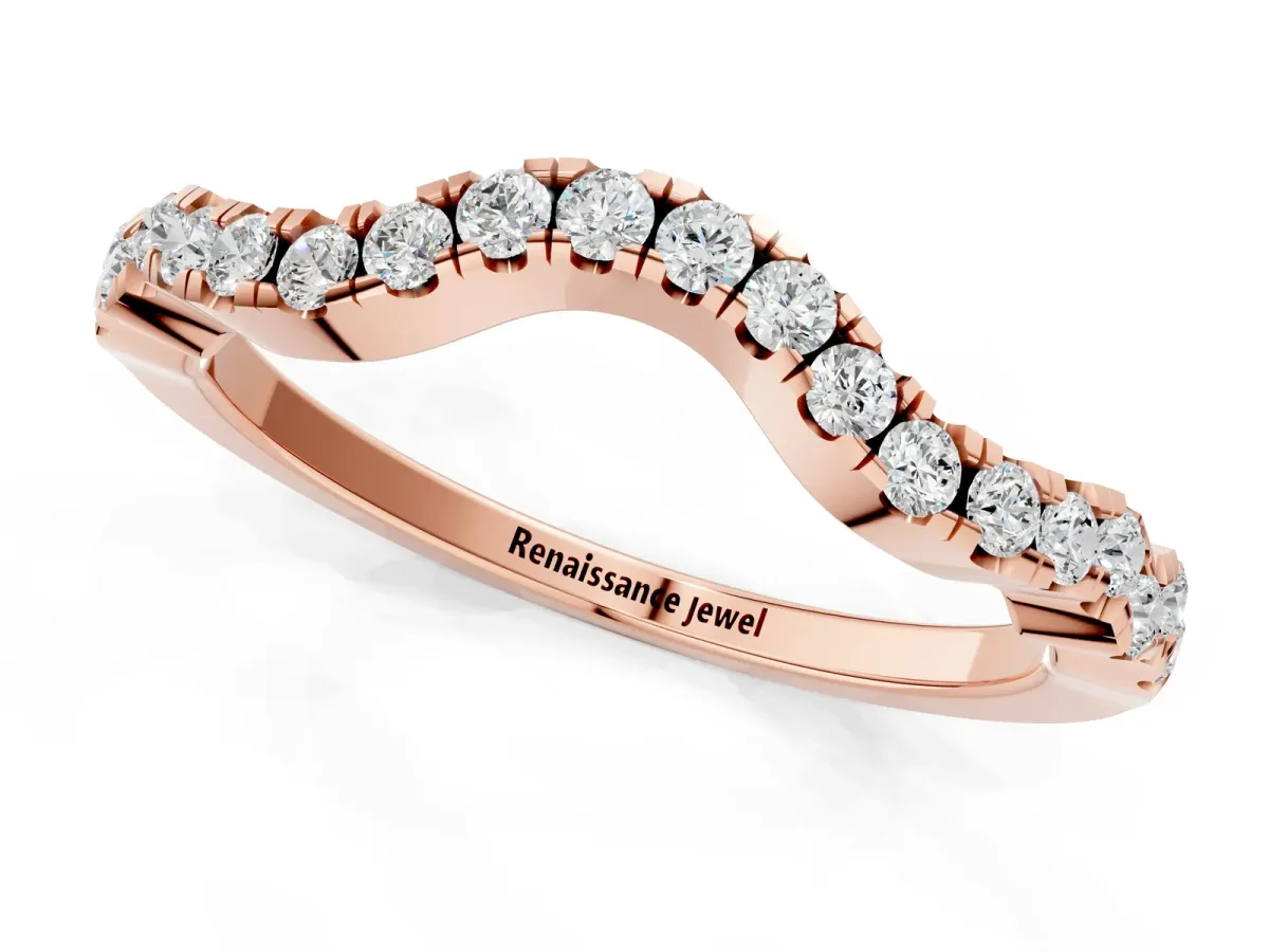 Curved Pavé Round Diamond Eternity Band with U-Prong Setting Rose gold