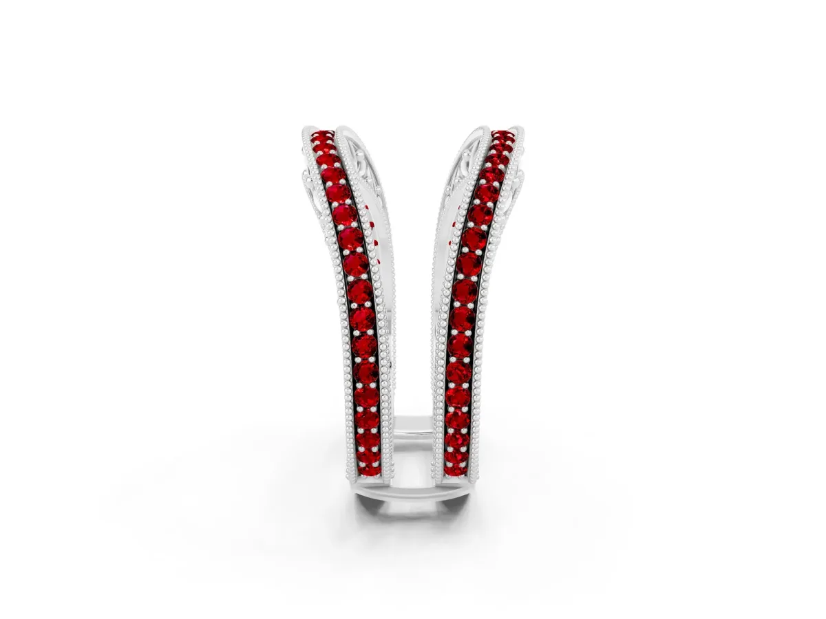 Round Ruby Milgrain Eternity Band with Channel Setting White gold