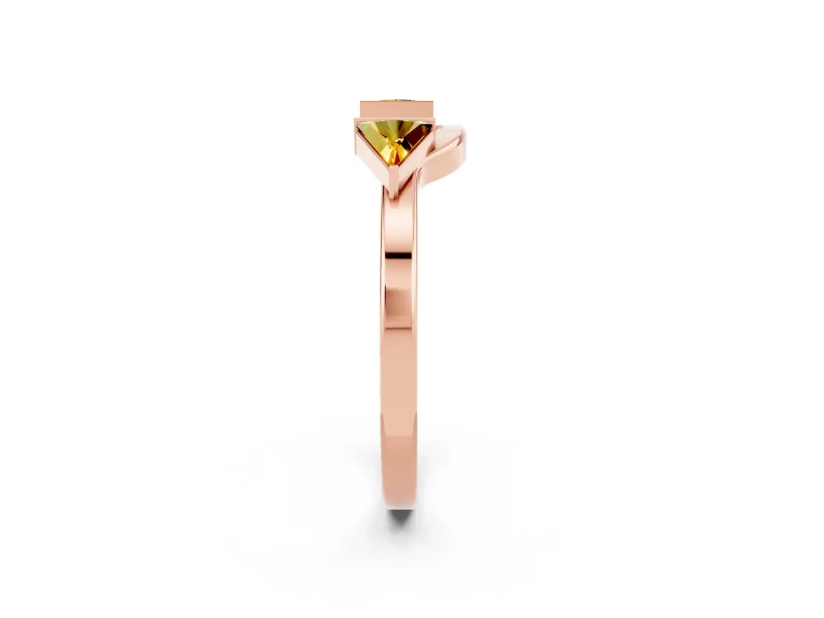 Trillion Citrine Open Band Ring with Bezel Setting Rose gold
