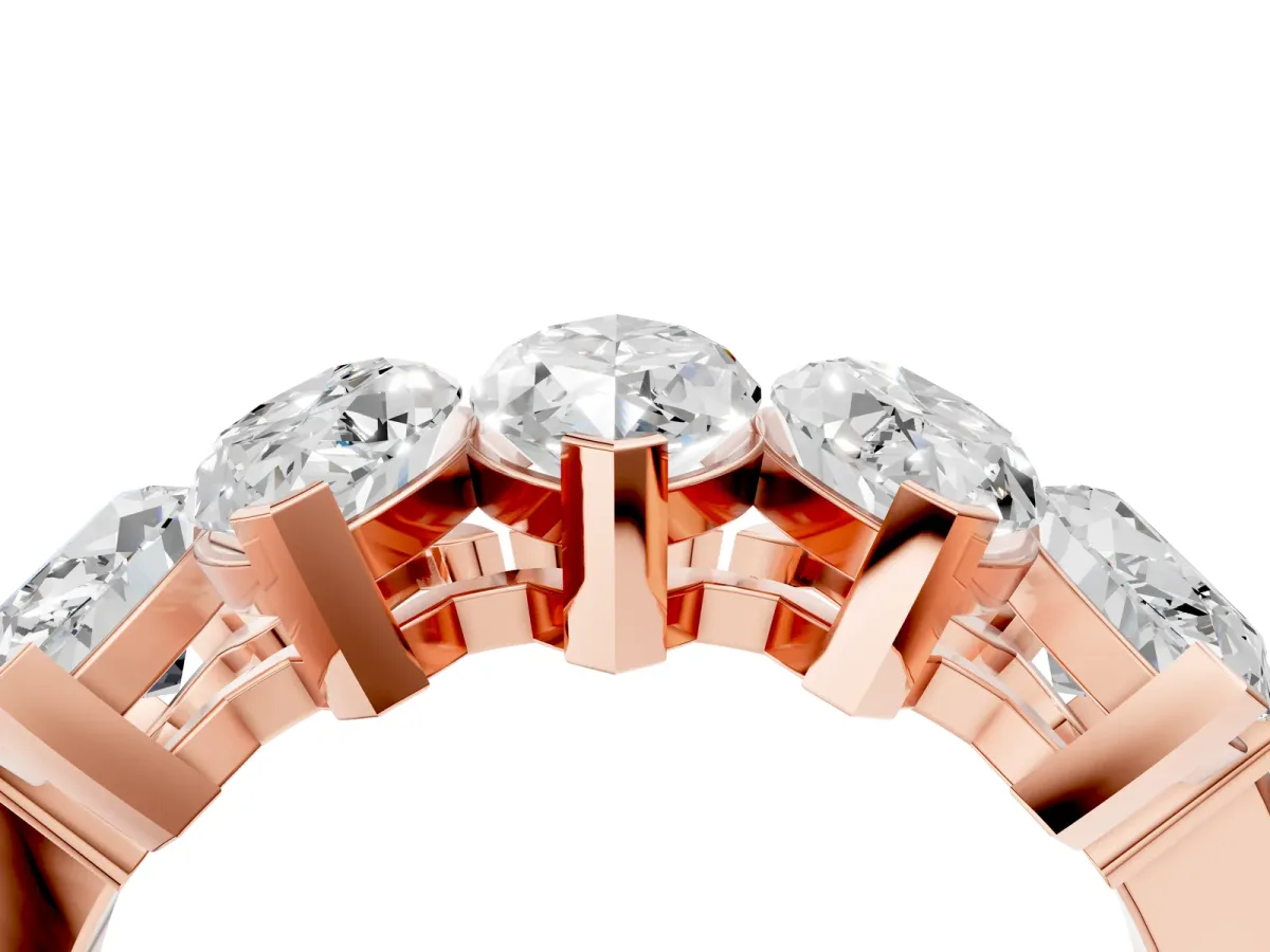 Five Stone Marquise Diamond Prong Set White Gold Band Rose gold