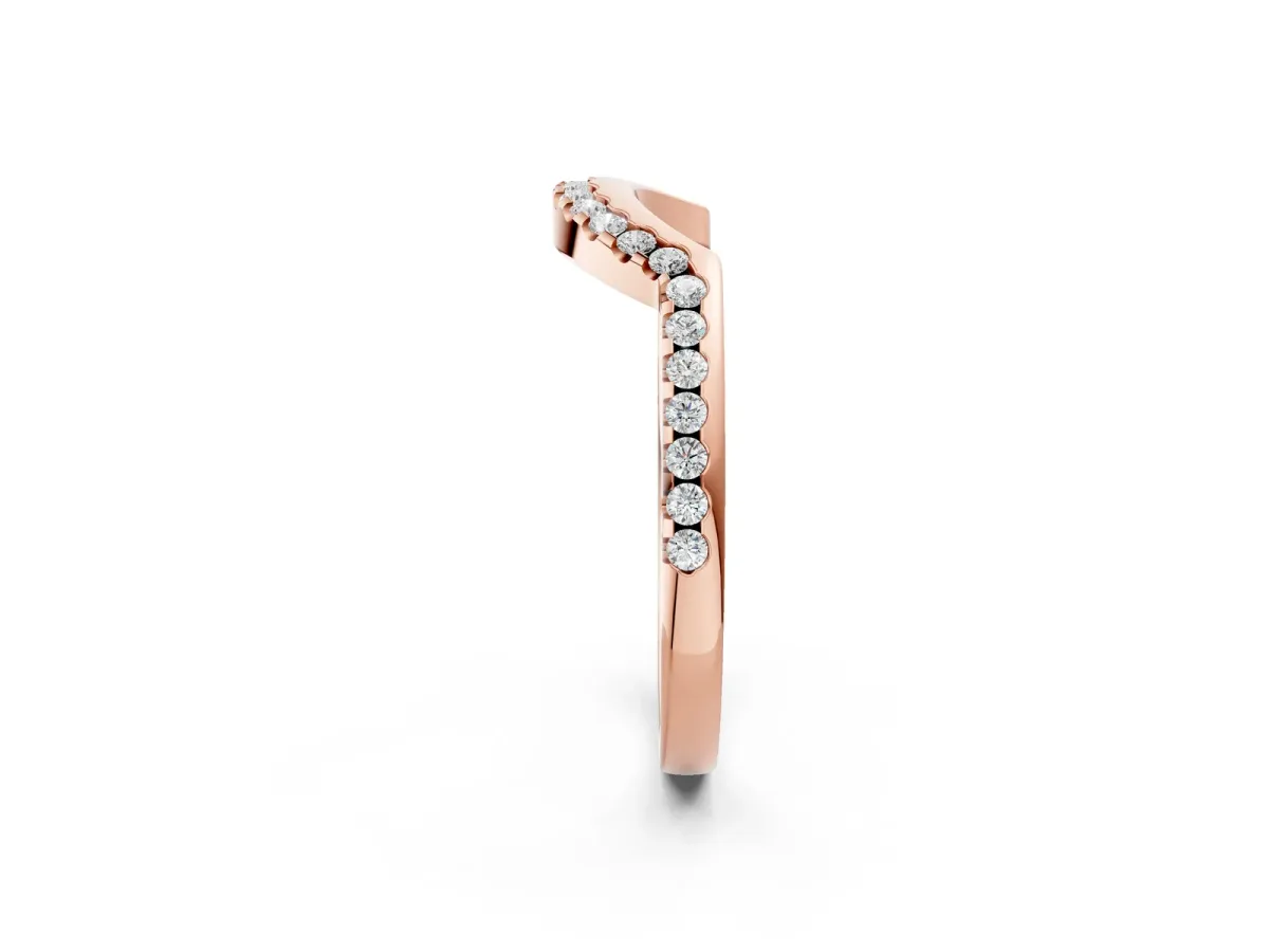 Pavé Round Diamond Contour Band with Shared Prong Setting Rose gold