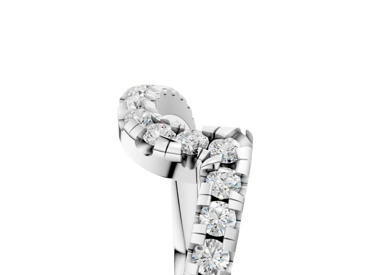 Pavé Round Diamond Chevron Band with Prong Setting Platinum