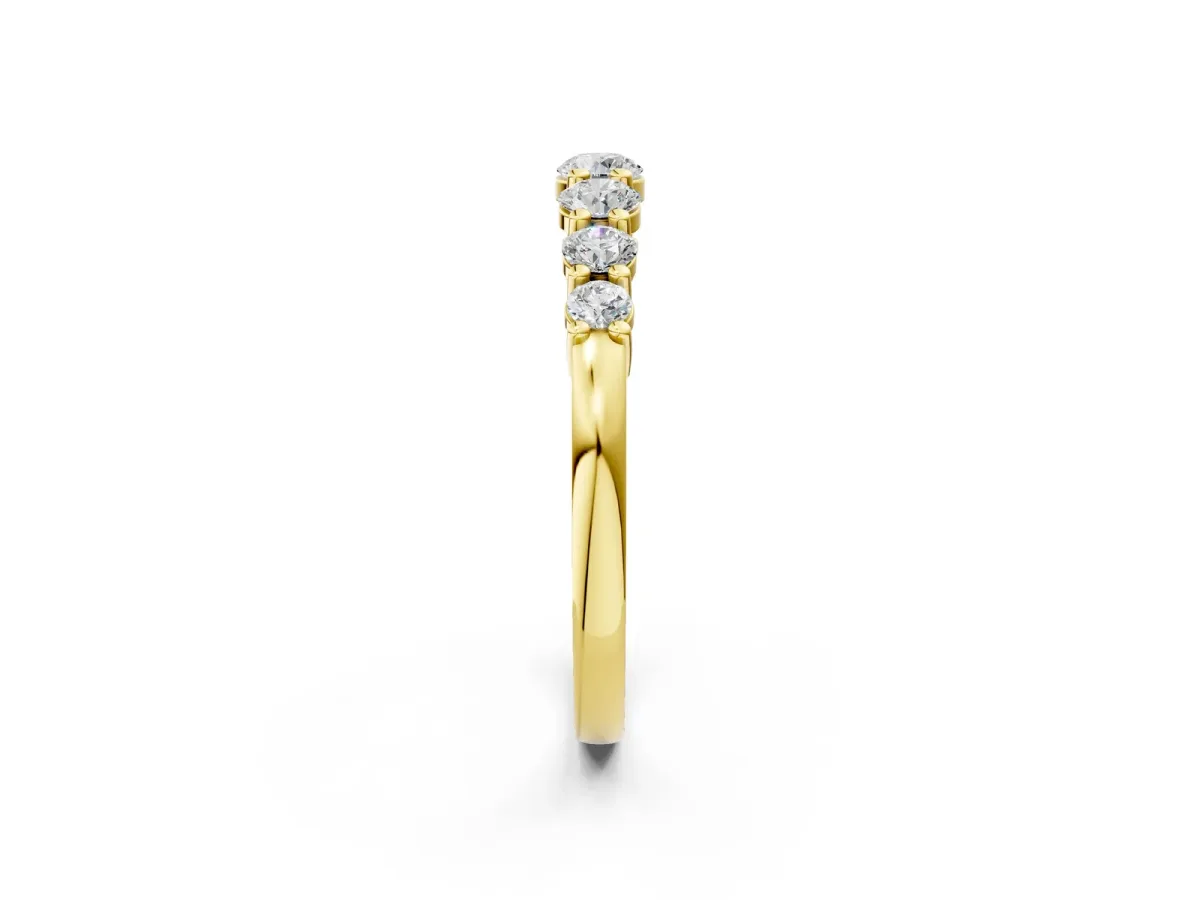 Round Diamond Prong-Set Half-Eternity Band Yellow gold