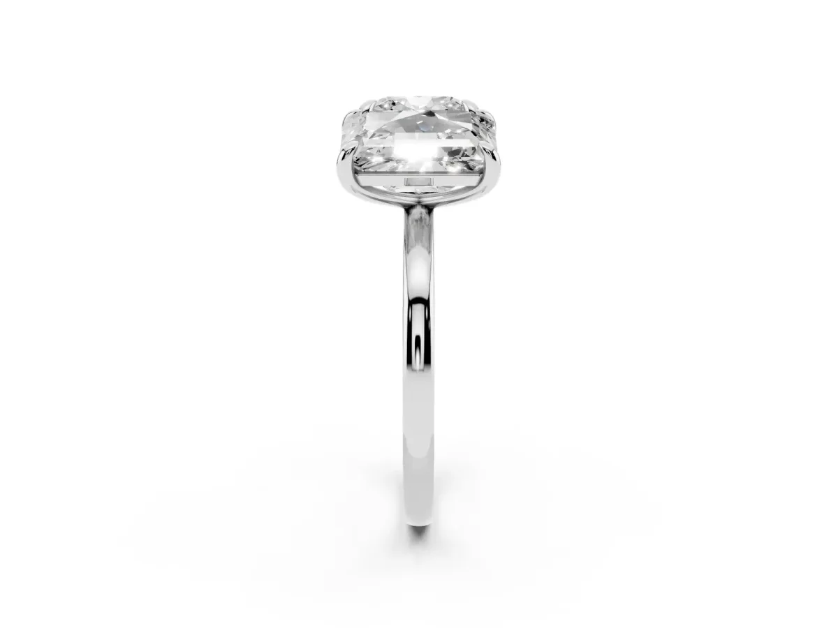 Cushion and Emerald Toi Moi Ring with Prong Setting and Plain Band Platinum