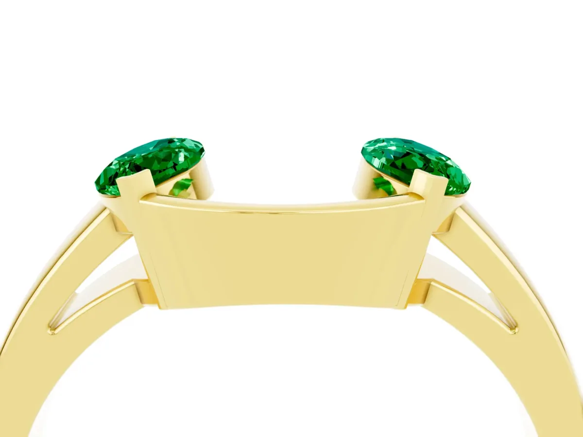 Marquise Emerald Open Band Ring with Tension Setting Yellow gold