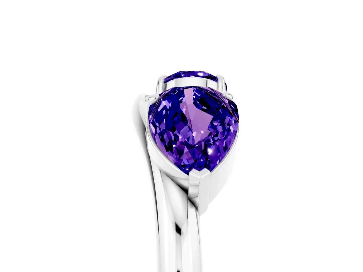 Two-Stone Pear Tanzanite Bypass Ring with Prong Setting White gold