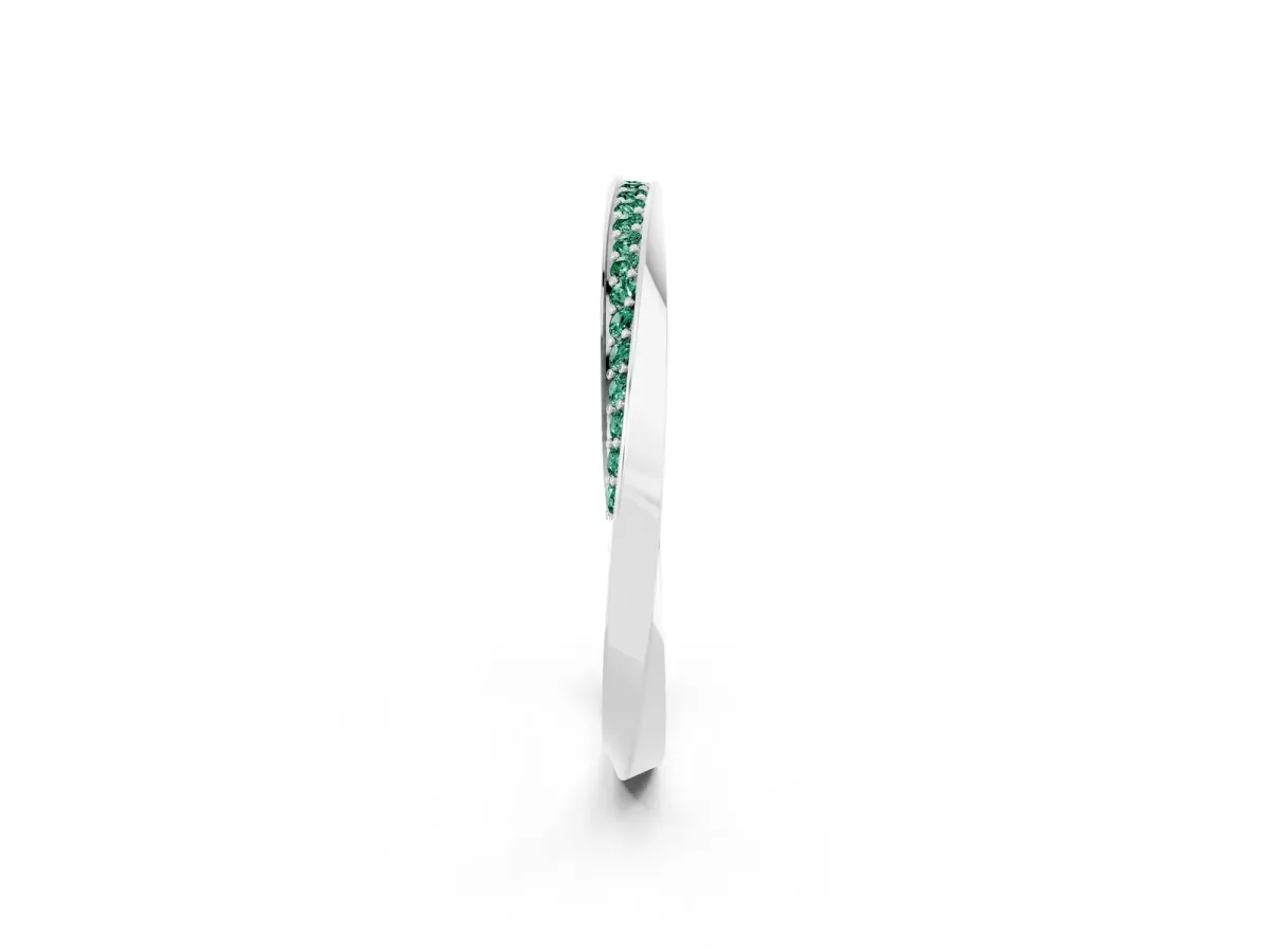 Pavé Round Green Sapphire Twist Band White gold
