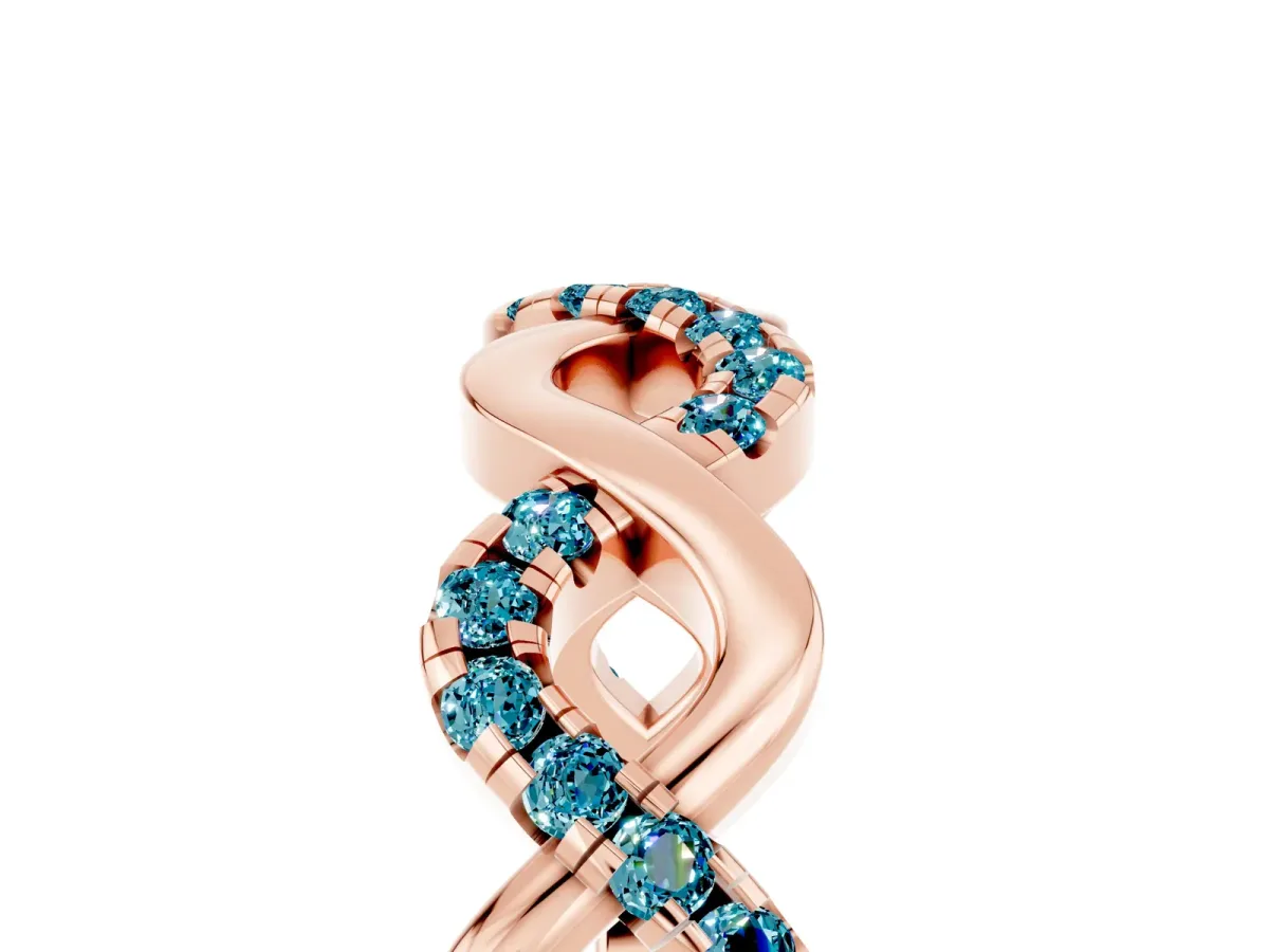 Twist Infinity Round Blue Topaz Band with Pavé Setting Rose gold