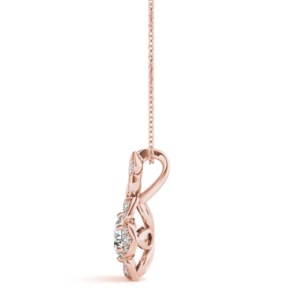 Round Brilliant Flower Cluster Pendant with Prong Setting Rose gold
