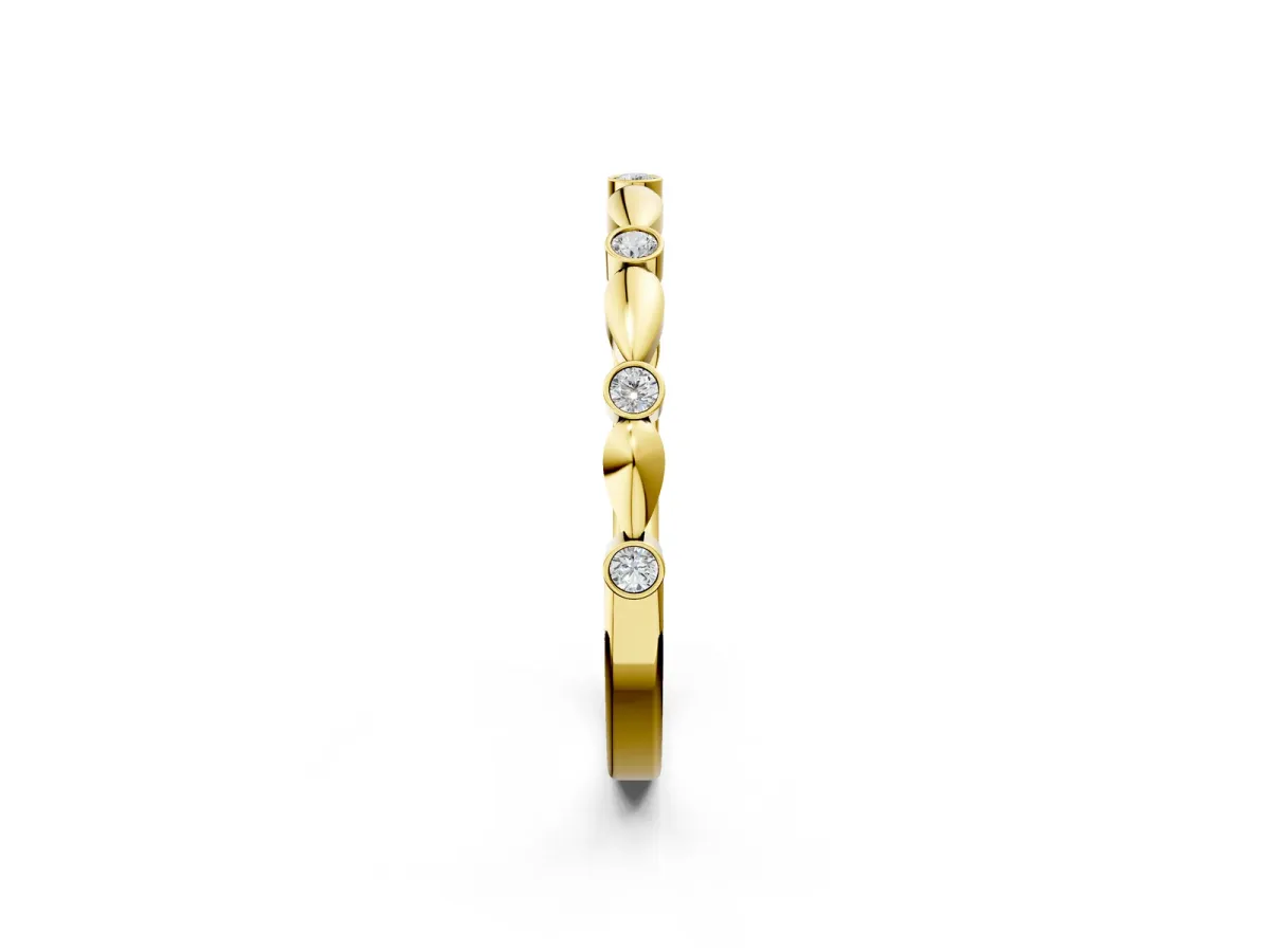 Bezel-Set Round Diamond Marquise Eternity Band Yellow gold