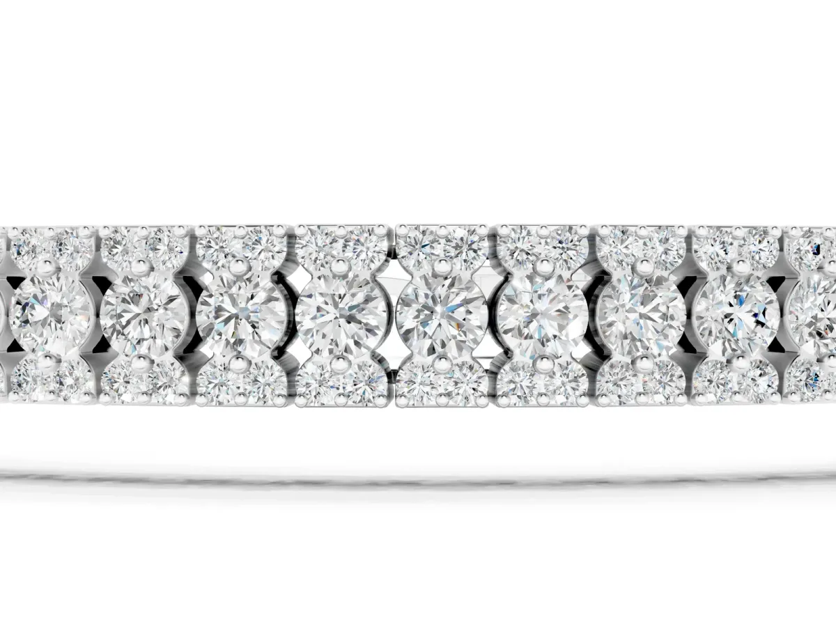 Round Cut Diamond Tennis Bracelet with Double Row Prong Setting White gold
