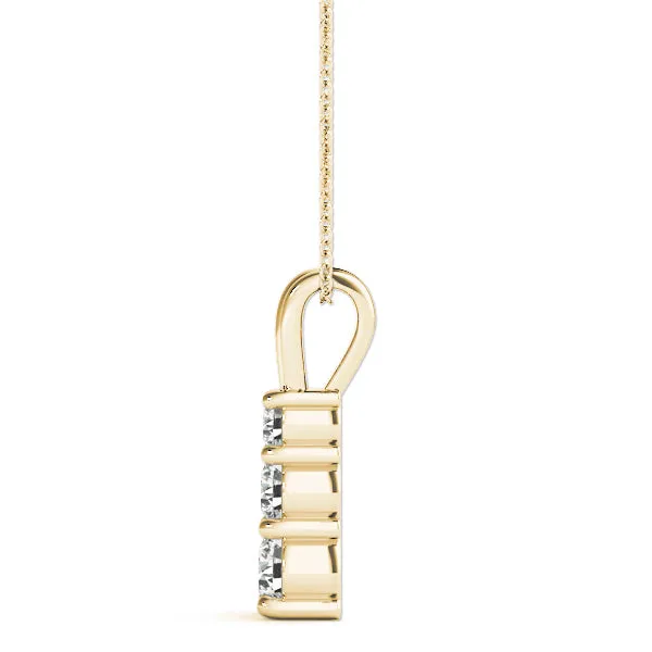 Four-Stone Round Prong-Set Diamond Pendant Yellow gold