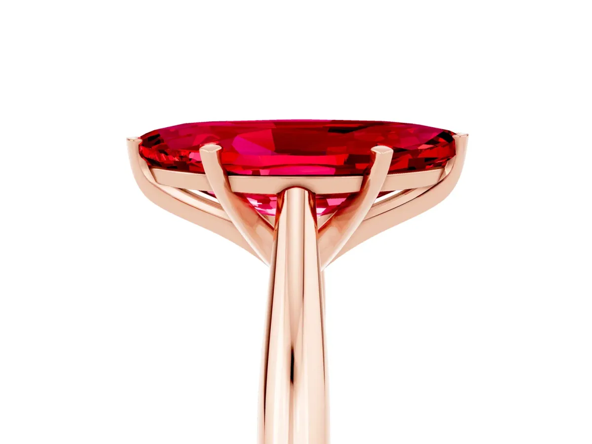 Marquise Cut Ruby Solitaire Engagement Ring with Cathedral Setting and Four-Prong Mount Rose gold