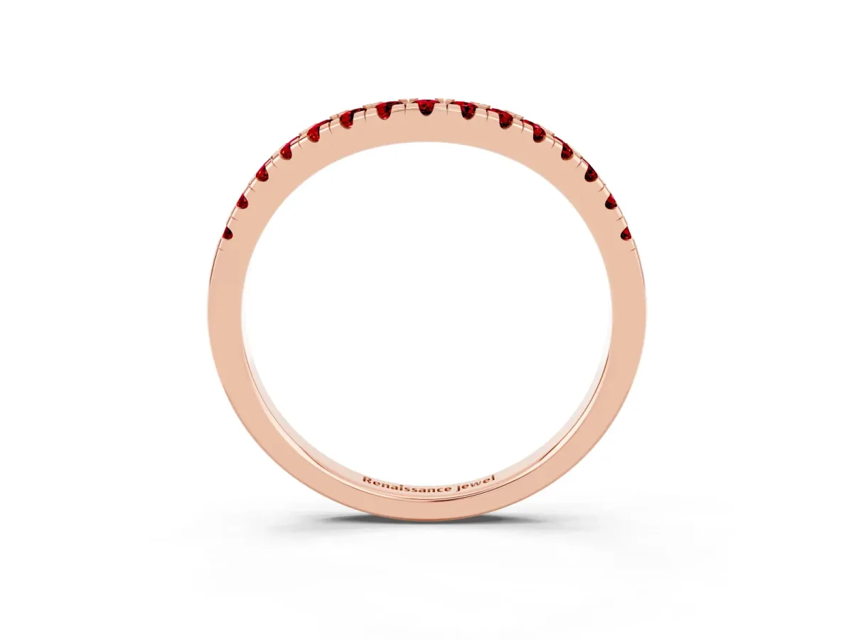 Ruby Pavé Curved Wedding Band Rose gold