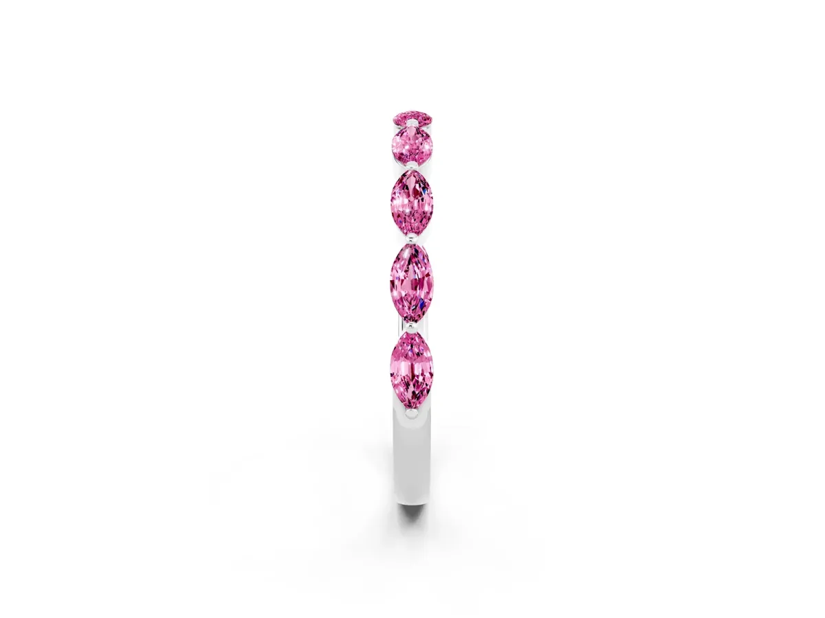 Marquise Pink Sapphire Half Eternity Band with Prong Setting Silver