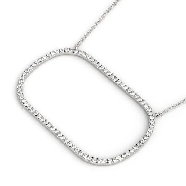 Oval Diamond Pavé Prong Pendant Silver
