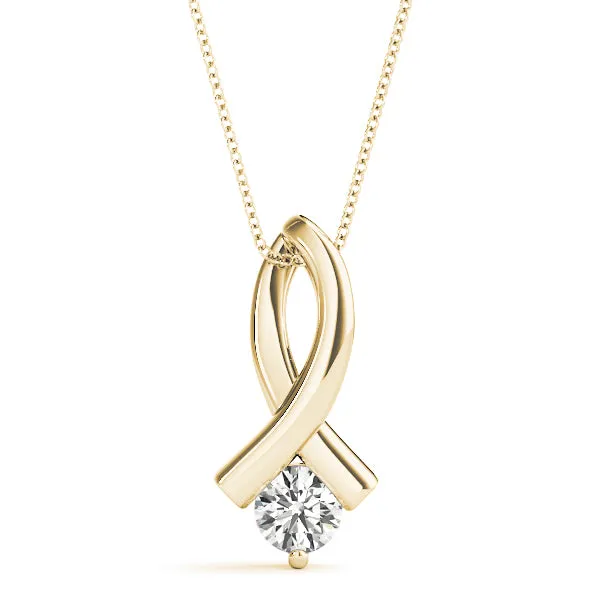 Round Solitaire Diamond Twist Pendant Yellow gold