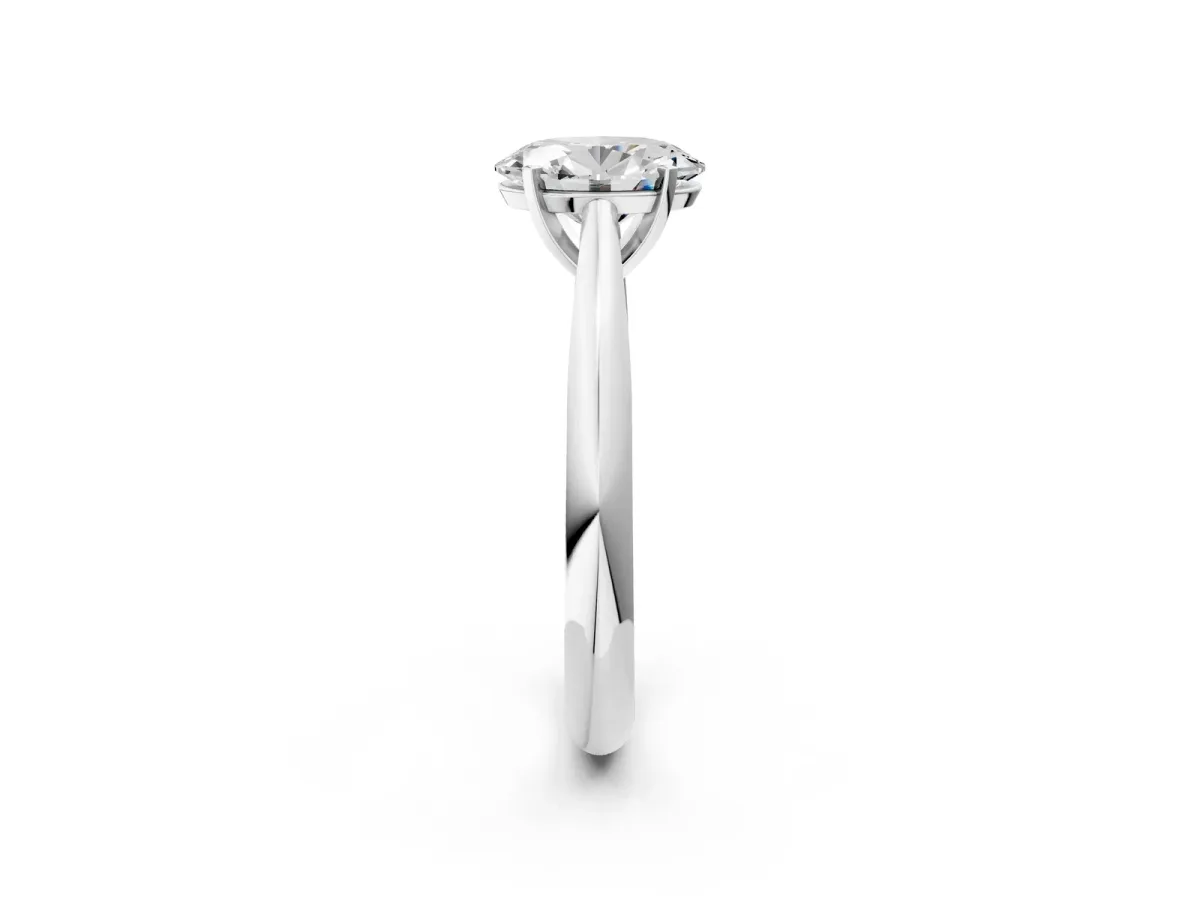 Oval Cut Diamond Solitaire Engagement Ring with Cathedral Setting and Four-Prong Mount White gold