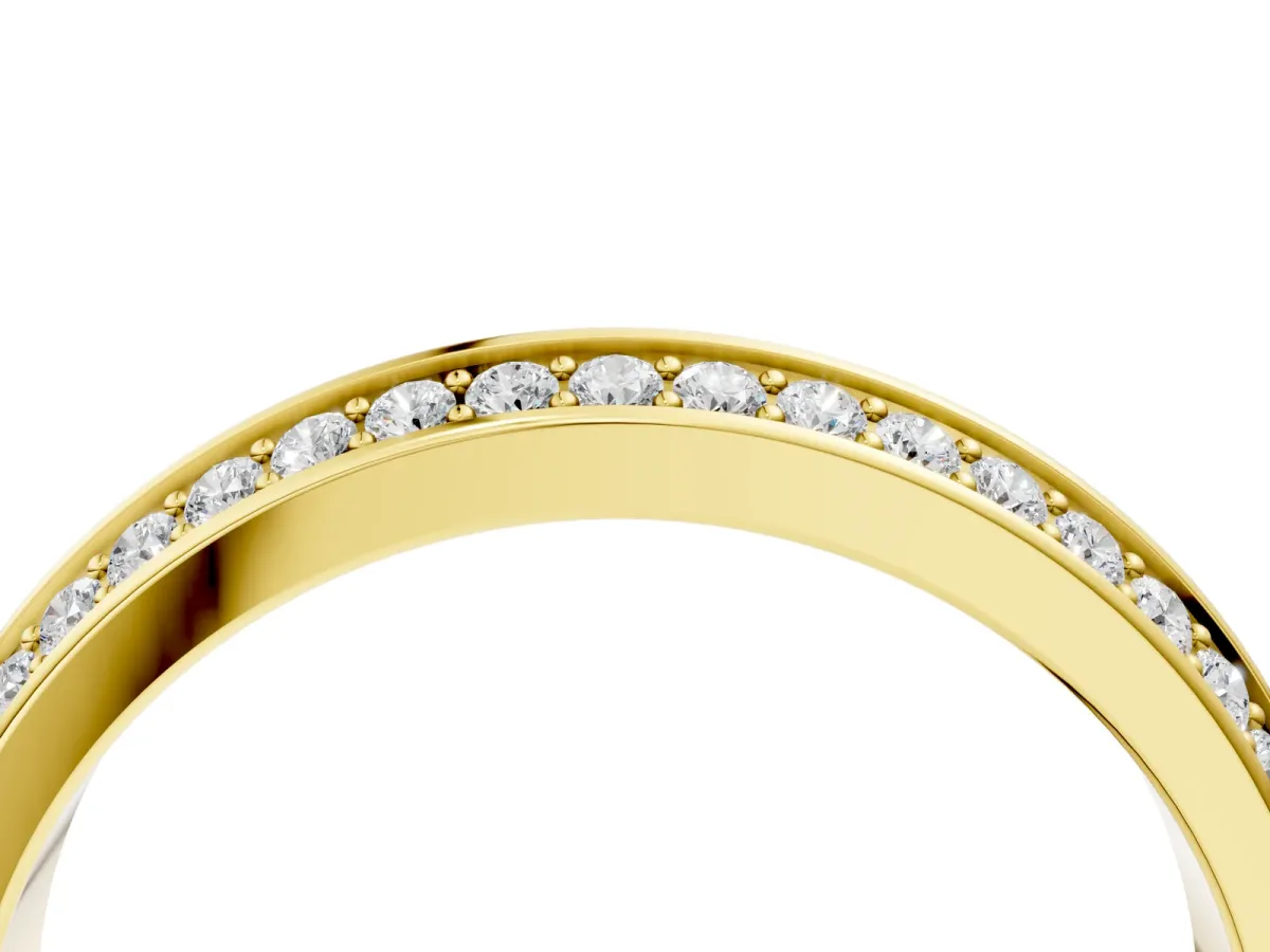 Double Row Round Diamond Channel Set Eternity Band Yellow gold