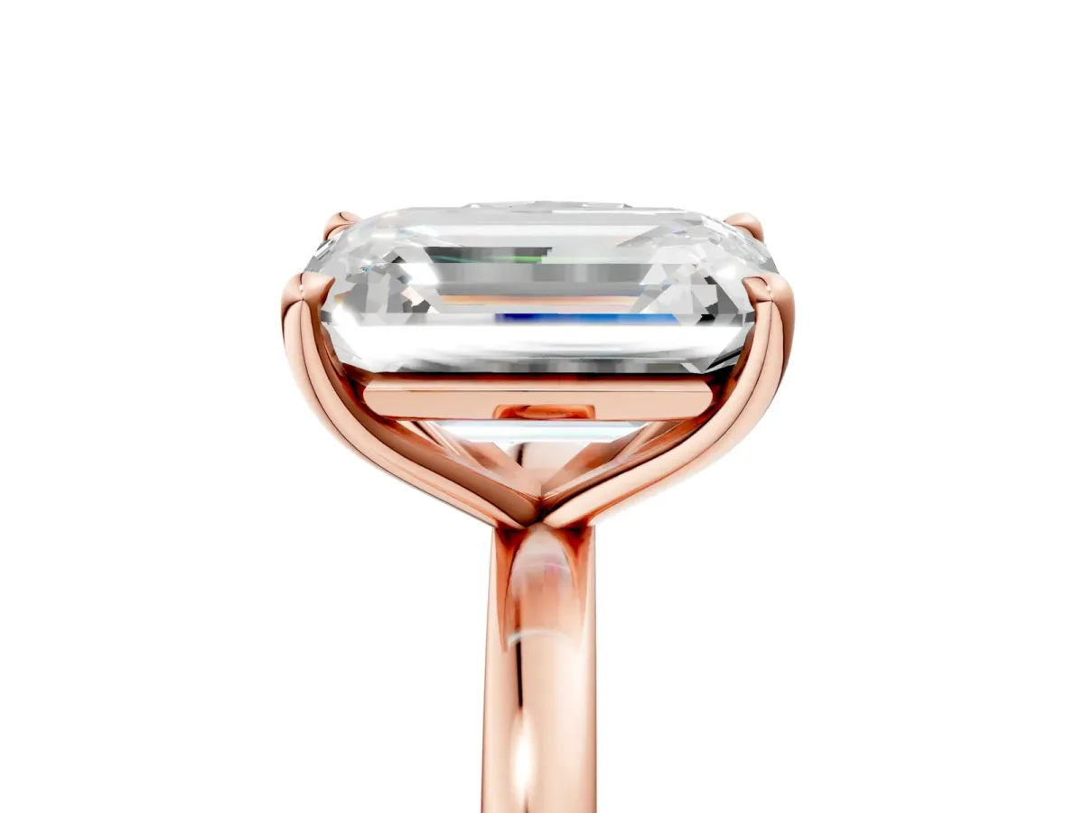 Cushion Cut and Emerald Cut Toi Moi Ring with Prong Setting Rose gold