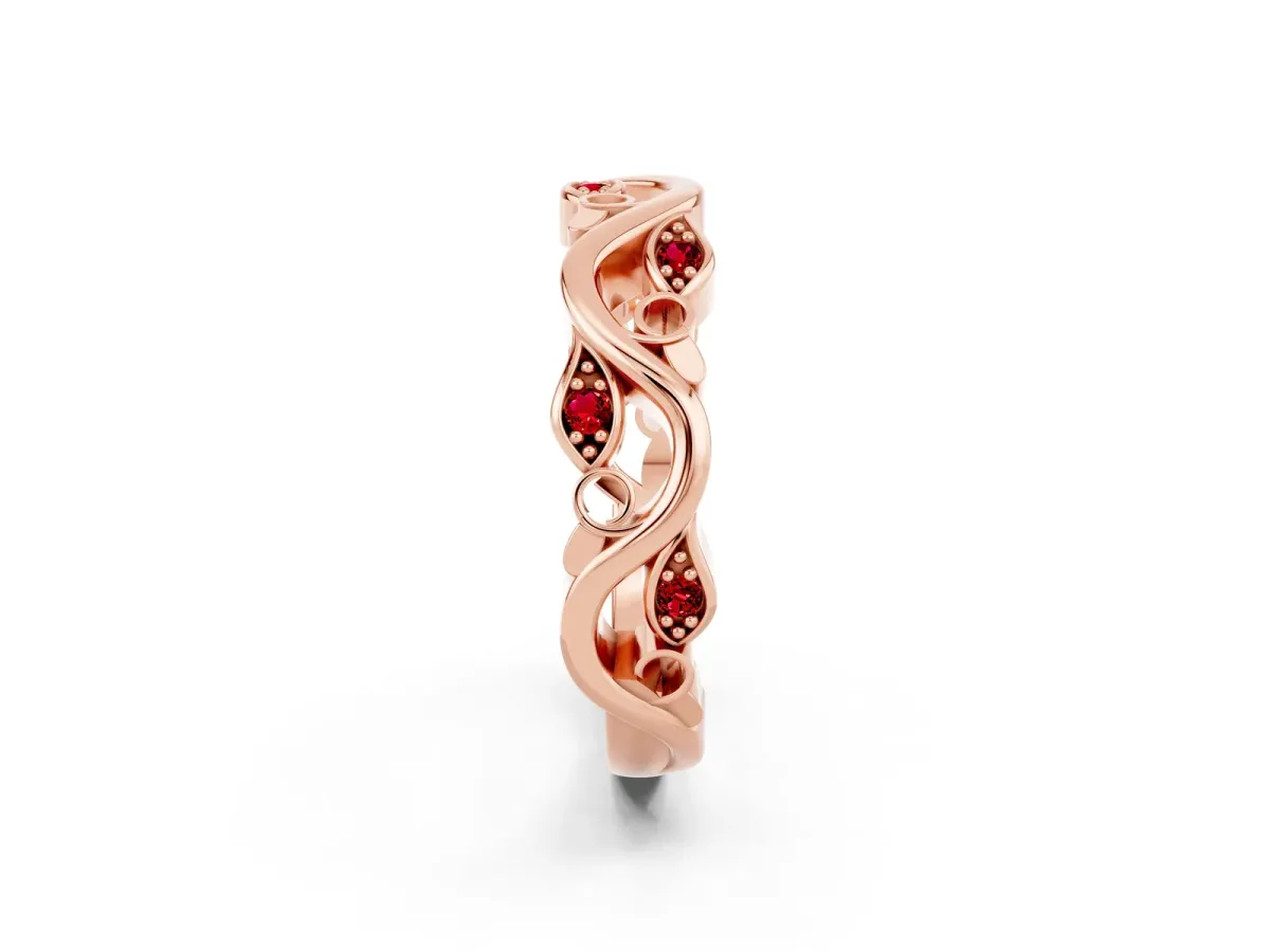 Marquise Ruby Vine Eternity Band with Bezel Setting Rose gold