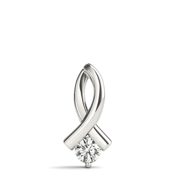 Round Solitaire Diamond Twist Pendant White gold