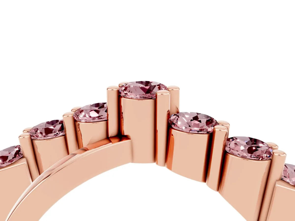 Round Morganite Prong-Set Crossover Band Rose gold