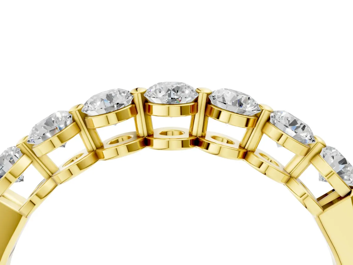 Round Cut Diamond Prong Set Half Eternity Band Yellow gold