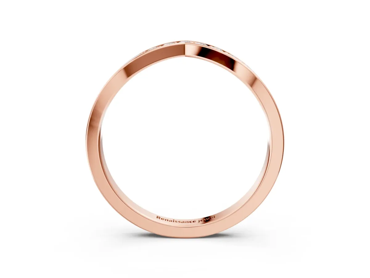 Chevron Pavé Round Diamond Twist Band Rose gold