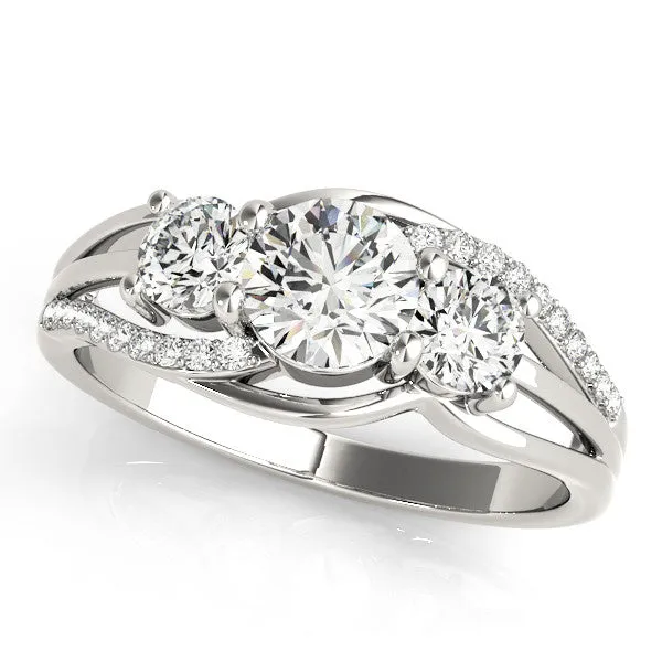 Three-Stone Asscher Cut Cut Diamond Split Shank Prong Set Ring Platinum