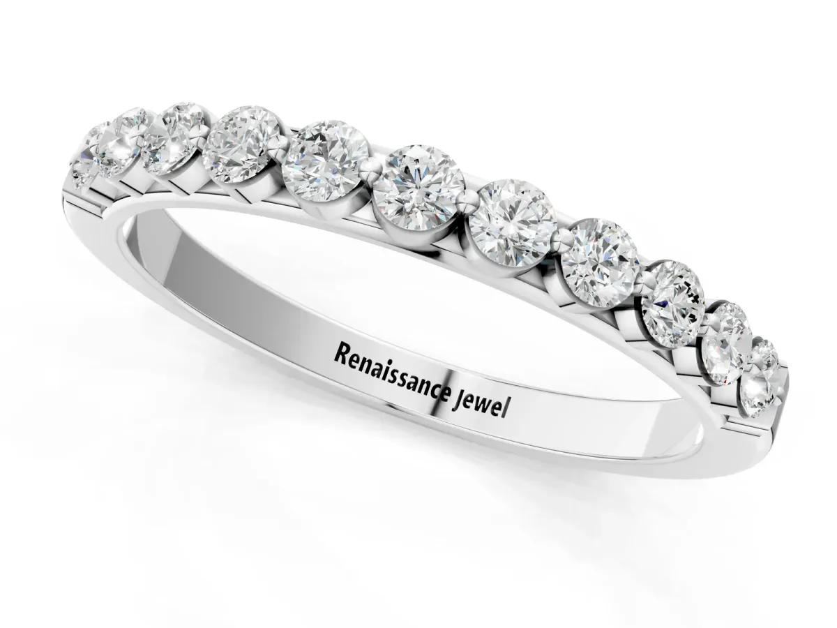 Round Diamond Channel Set Eternity Band White gold