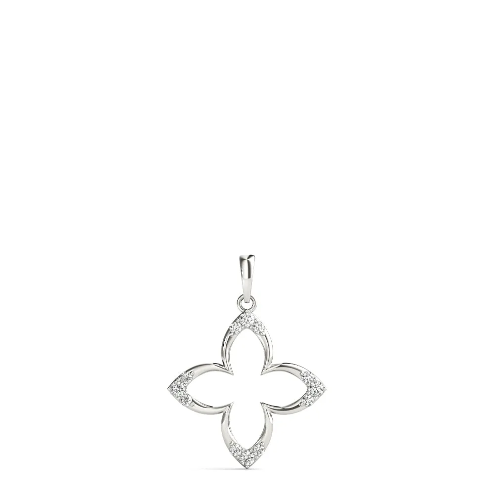 Pavé Diamond Marquise Prong Pendant Silver