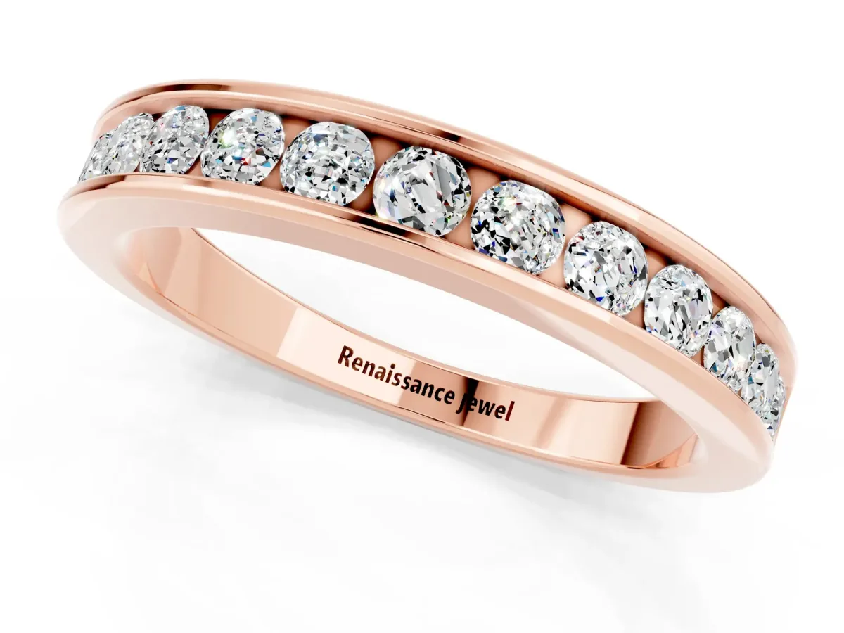 Channel Set Round Moissanite Eternity Band Rose gold